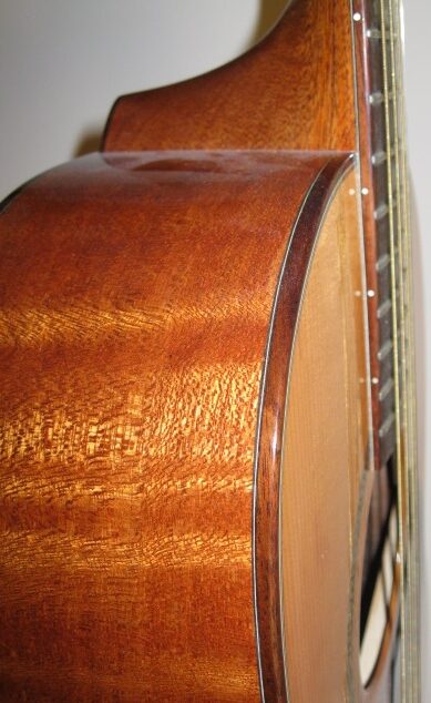 T1MA Troubadour Parlor guitar flamed merenti mahogany